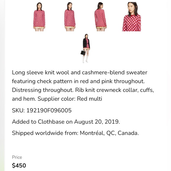 RARE MARC JACOBS sz M cashmere/wool pink & red checked crewneck sweater distress - Picture 2 of 7